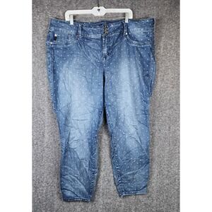 Torrid Denim Skinny Jeans Women 24 Blue Polka Dot High Rise Triple Button Fly